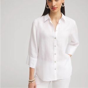 Chico’s 100% white linen button-front shirt